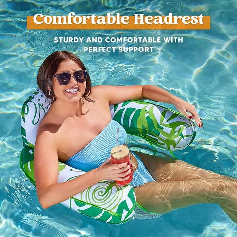 Sloosh Pool Floats Chairs Adult,2 Pack Floating Water Hammock Chair,Inflatable Pool Lounge Chairs with headrest for Adults,Blow up Pool Noodles Floats for Swimming Pool Party Summer Water Fun in Saudi Arabia