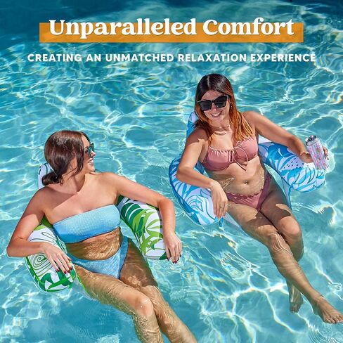 Sloosh Pool Floats Chairs Adult,2 Pack Floating Water Hammock Chair,Inflatable Pool Lounge Chairs with headrest for Adults,Blow up Pool Noodles Floats for Swimming Pool Party Summer Water Fun in Saudi Arabia