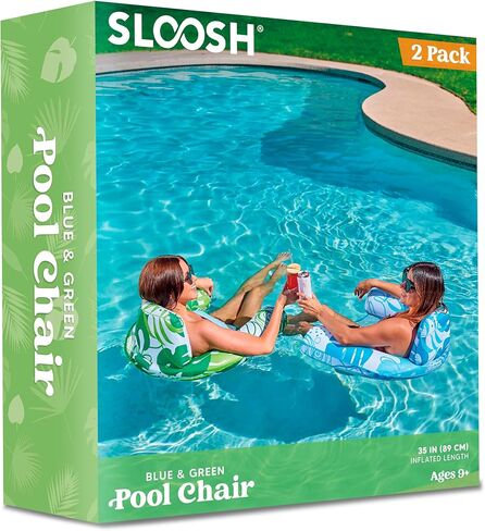Sloosh Pool Floats Chairs Adult,2 Pack Floating Water Hammock Chair,Inflatable Pool Lounge Chairs with headrest for Adults,Blow up Pool Noodles Floats for Swimming Pool Party Summer Water Fun in Saudi Arabia