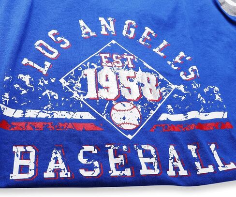 Womens Los Angeles City Baseball V Neck Fans Raglan Athletic T-Shirts - Blue & White in Saudi Arabia