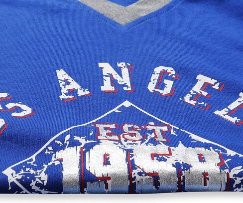 Womens Los Angeles City Baseball V Neck Fans Raglan Athletic T-Shirts - Blue & White in Saudi Arabia