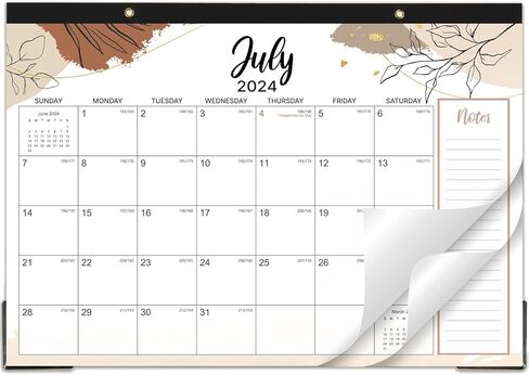 2024-2025 Desk Calendar - Desk/Wall Calendar 2024-2025, Jul. 2024 - Dec. 2025, 17"X 12", Holidays, Notes, Corner Protectors, Hanging Holes & Cutting-line Design, Perfect Calendar for You in Saudi Arabia