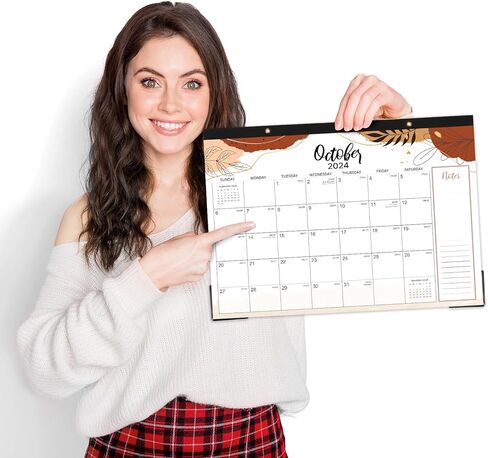 2024-2025 Desk Calendar - Desk/Wall Calendar 2024-2025, Jul. 2024 - Dec. 2025, 17"X 12", Holidays, Notes, Corner Protectors, Hanging Holes & Cutting-line Design, Perfect Calendar for You in Saudi Arabia