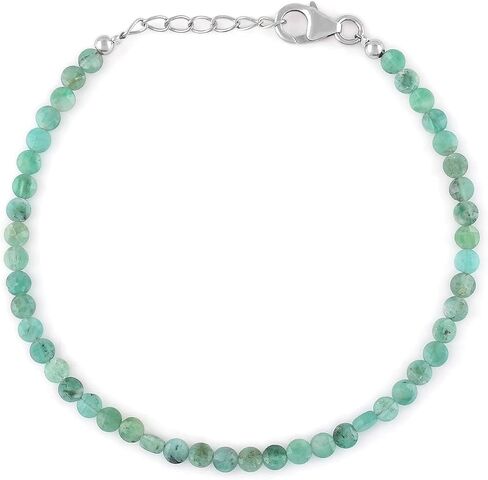 Natural Green Emerald Gemstone Coin Beads Dainty Choker Bracelet, Handmade May Birthstone Jewelry, Chakra Healing Crystals, 925 Sterling Silver Chain 8 inch, Mother's Day Gift in Saudi Arabia