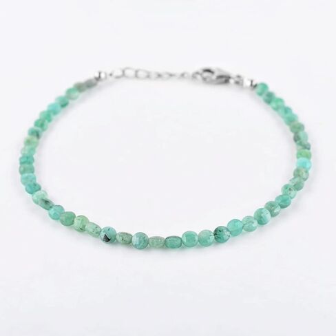Natural Green Emerald Gemstone Coin Beads Dainty Choker Bracelet, Handmade May Birthstone Jewelry, Chakra Healing Crystals, 925 Sterling Silver Chain 8 inch, Mother's Day Gift in Saudi Arabia