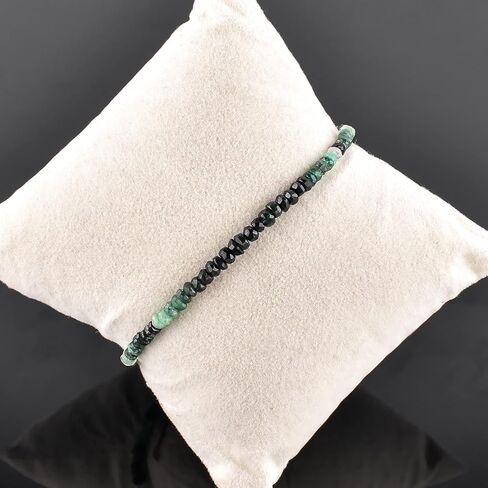 Natural Green Emerald Gemstone Coin Beads Dainty Choker Bracelet, Handmade May Birthstone Jewelry, Chakra Healing Crystals, 925 Sterling Silver Chain 8 inch, Mother's Day Gift in Saudi Arabia
