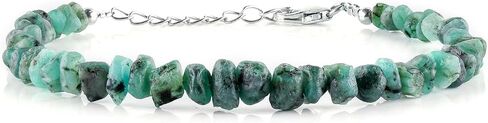Natural Green Emerald Gemstone Coin Beads Dainty Choker Bracelet, Handmade May Birthstone Jewelry, Chakra Healing Crystals, 925 Sterling Silver Chain 8 inch, Mother's Day Gift in Saudi Arabia