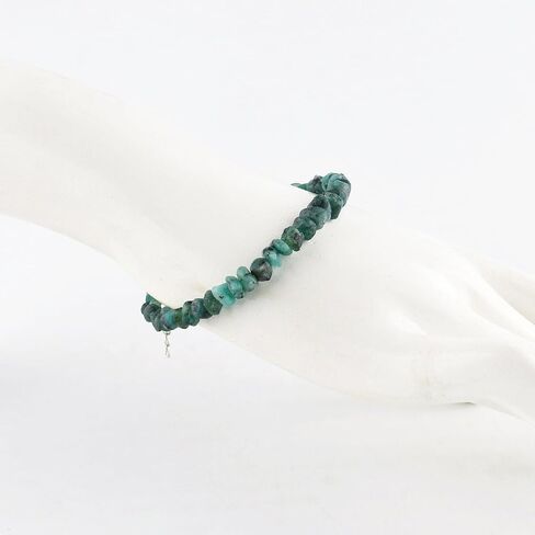 Natural Green Emerald Gemstone Coin Beads Dainty Choker Bracelet, Handmade May Birthstone Jewelry, Chakra Healing Crystals, 925 Sterling Silver Chain 8 inch, Mother's Day Gift in Saudi Arabia