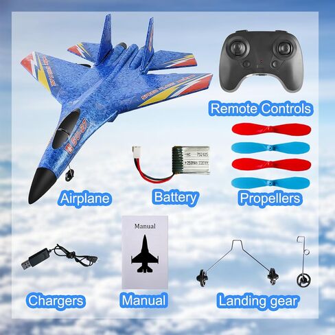RC Plane Model SU-27 2.4Ghz 6-Axis Gyro Remote Control Airplane Rc Airplane for Beginners Family Toys for Outdoor Activities (Red) in Saudi Arabia