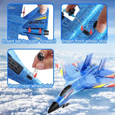 RC Plane Model SU-27 2.4Ghz 6-Axis Gyro Remote Control Airplane Rc Airplane for Beginners Family Toys for Outdoor Activities (Red) in Saudi Arabia