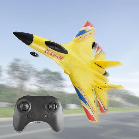 RC Plane Model SU-27 2.4Ghz 6-Axis Gyro Remote Control Airplane Rc Airplane for Beginners Family Toys for Outdoor Activities (Red) in Saudi Arabia