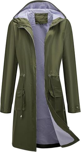 Lu's Chic Women's Rain Jackets Anorak Waterproof Casual Military Utility Outdoor Fall Hood in Kuwait