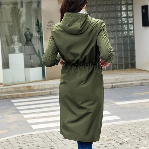 Lu's Chic Women's Rain Jackets Anorak Waterproof Casual Military Utility Outdoor Fall Hood in Kuwait