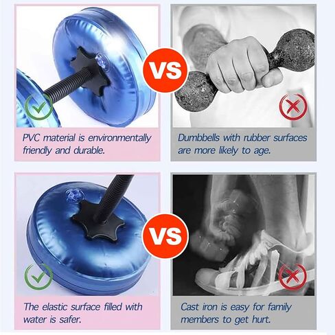 مجموعة دمبل مملوءة بالماء، أوزان مملوءة بالماء قطعتين/مجموعة، أوزان سفر محمولة، دمبل سفر محمول من مادة PVC بوزن 8-10 كجم، تدريب القوة، بناء الجسم وتشكيل الجسم in Kuwait