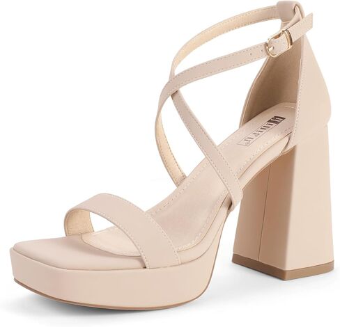 IDIFU IN4 Platform Heels for Women High Strappy Chunky Block Square Toe Heels Sexy Wedding Dress Shoes Open Toe Ankle Strap Heeled Sandals Comfortable Thick Heels in Saudi Arabia