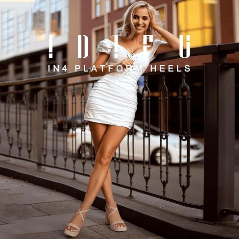 IDIFU IN4 Platform Heels for Women High Strappy Chunky Block Square Toe Heels Sexy Wedding Dress Shoes Open Toe Ankle Strap Heeled Sandals Comfortable Thick Heels in Saudi Arabia