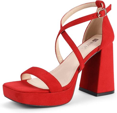 IDIFU IN4 Platform Heels for Women High Strappy Chunky Block Square Toe Heels Sexy Wedding Dress Shoes Open Toe Ankle Strap Heeled Sandals Comfortable Thick Heels in Saudi Arabia