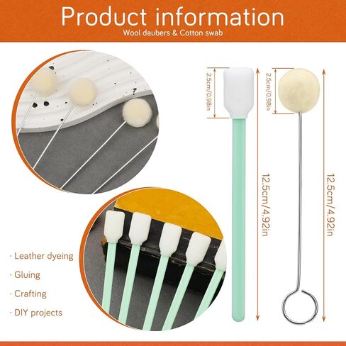 50 قطعة من دوبر الصوف، فرشاة صبغ جلدية، دابر جلدي مع 30 قطعة من أعواد تنظيف لصبغ الجلود، مشاريع صناعة الجلود اليدوية in Kuwait