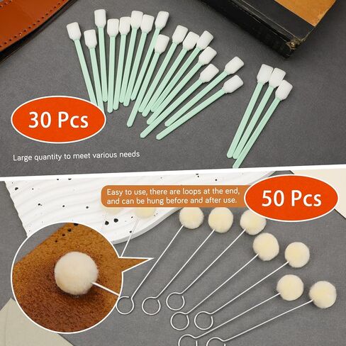 50 قطعة من دوبر الصوف، فرشاة صبغ جلدية، دابر جلدي مع 30 قطعة من أعواد تنظيف لصبغ الجلود، مشاريع صناعة الجلود اليدوية in Kuwait