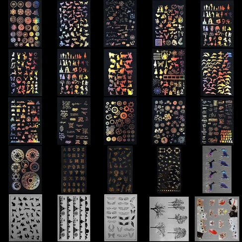 25 Sheet Resin Art Supplies Kit Resin Transparent Stickers Resin Stickers for Silicone Resin Molds Resin Crafts Materials with Holographic Clear Film for Resin Craft DIY Jewelry in Assorted Shapes in Saudi Arabia