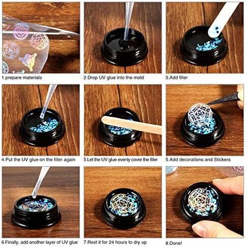 25 Sheet Resin Art Supplies Kit Resin Transparent Stickers Resin Stickers for Silicone Resin Molds Resin Crafts Materials with Holographic Clear Film for Resin Craft DIY Jewelry in Assorted Shapes in Saudi Arabia