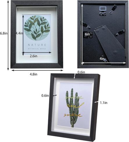 Wooden 4x6 Small Shadow Box Frame Black Picture Frames Glass Surfaces Internal Depth 0.6 inches for Wall Or Tabletop（4 Pack） in Kuwait