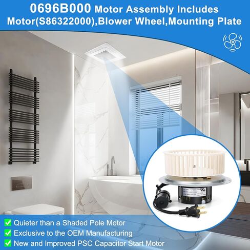ترقية جديدة S0696B000 0696b000 مجموعة المحرك لسلسلة QT100 QT100L QT110 QT110L QT9093، تحل محل المحرك JA2C394N/86322000/S86322000 - مروحة عادم الحمام القوية الهادئة in Kuwait