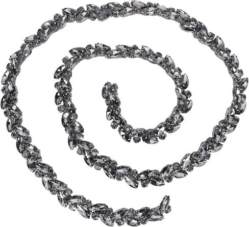 Crystal Fringe Rhinestone Chain Horse Eye Flower Chain Bridal Trim Chain Bridal Applique Beaded Trim Chain for Clothing Necklace Ear-Drop Decoration(Gray) in Saudi Arabia