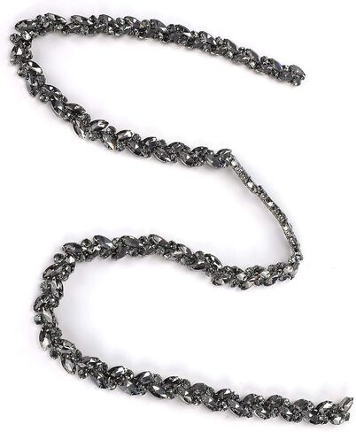 Crystal Fringe Rhinestone Chain Horse Eye Flower Chain Bridal Trim Chain Bridal Applique Beaded Trim Chain for Clothing Necklace Ear-Drop Decoration(Gray) in Saudi Arabia