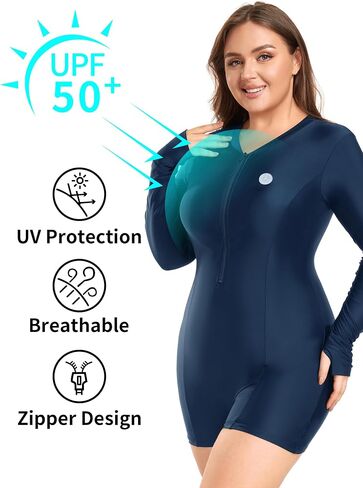 RELLECIGA Women's Long Sleeve UV Protection Rash Guard Boyleg Sports Swimwear for Women in Saudi Arabia