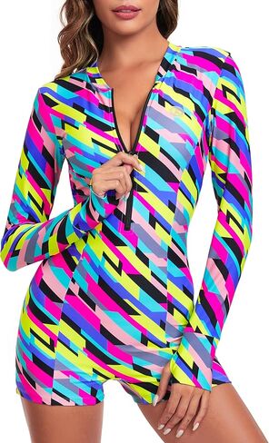 RELLECIGA Women's Long Sleeve UV Protection Rash Guard Boyleg Sports Swimwear for Women in Saudi Arabia