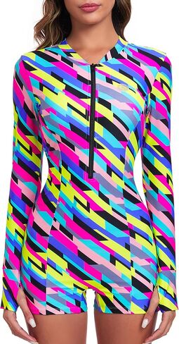 RELLECIGA Women's Long Sleeve UV Protection Rash Guard Boyleg Sports Swimwear for Women in Saudi Arabia