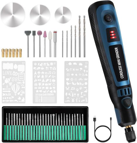 WIOR USB Rechargeable Engraving Pen with 41 Bits and 19 Stencils, Mini Electric Engraver Cordless Rotary Tool Accessories Kit for DIY Polishing Carving Jewelry Metal Plastic Wood Stone Glass Etching in Kuwait