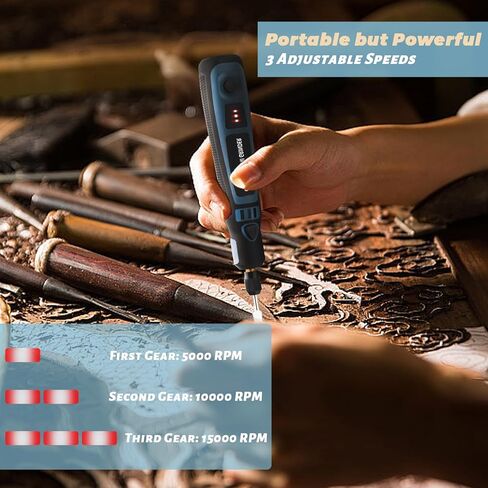 WIOR USB Rechargeable Engraving Pen with 41 Bits and 19 Stencils, Mini Electric Engraver Cordless Rotary Tool Accessories Kit for DIY Polishing Carving Jewelry Metal Plastic Wood Stone Glass Etching in Kuwait