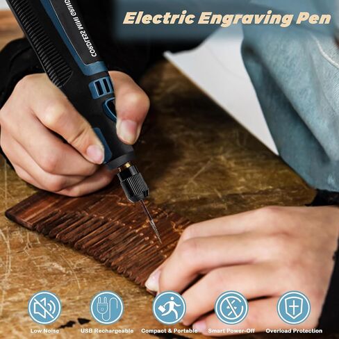 WIOR USB Rechargeable Engraving Pen with 41 Bits and 19 Stencils, Mini Electric Engraver Cordless Rotary Tool Accessories Kit for DIY Polishing Carving Jewelry Metal Plastic Wood Stone Glass Etching in Kuwait