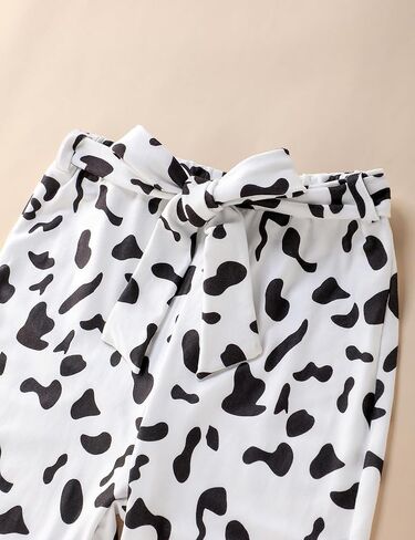 ملابس الفتيات تي شيرت بأكمام قصيرة وقميص متقاطع وبنطلون بطبعة بقرة أطقم ملابس للفتيات in Kuwait