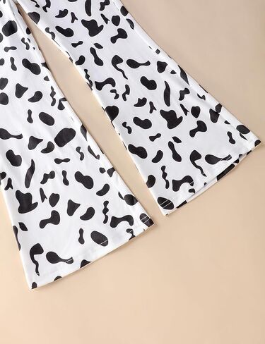 ملابس الفتيات تي شيرت بأكمام قصيرة وقميص متقاطع وبنطلون بطبعة بقرة أطقم ملابس للفتيات in Kuwait