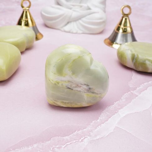 BEZAVO Serpentine Crystal Heart Stone Set - Gifts for Mom, Mom Gifts from Daughters, Pocket Worry Stone, Gemstones and Crystal, Reiki Healing, Chakra Stones for Wicca Collection 50 mm in Saudi Arabia