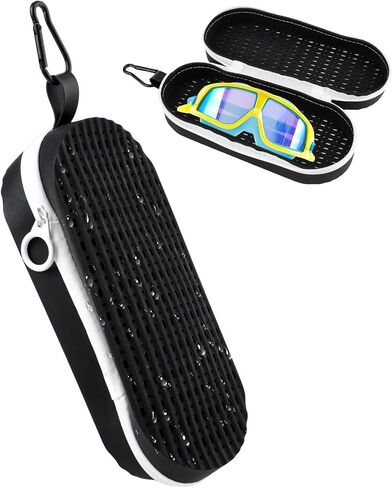 Swim Goggles Case, Silicone Swimming Goggles Protective Cover with Drainage Holes, Zipper Eyeglasses Case Breathable in Saudi Arabia
