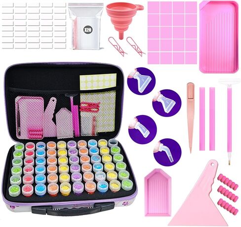 MIATTCLD Diamond Art Organizer Case 60 Slots Diamond Painting Storage Containers, Portable Diamond Painting Accessories and Tools Kit Box for DIY 5D Diamond Beads Art Craft in Kuwait