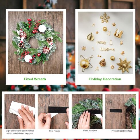 شرائط لاصقة وحلقة DFgrenness مع لاصق، شريط تثبيت لاصق عالي التحمل مقاس 1 × 5 بوصة للاستخدام المنزلي والمكتب - بدلاً من الثقوب والمسامير، 15 عبوة باللون الأسود in Kuwait