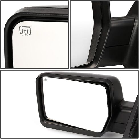 DNA Motoring TWM-018-T111-BK-R Black Powered Heated Foldable Towing Side Mirror Compatible With 04-14 F-150, Right/Passenger Side in Kuwait