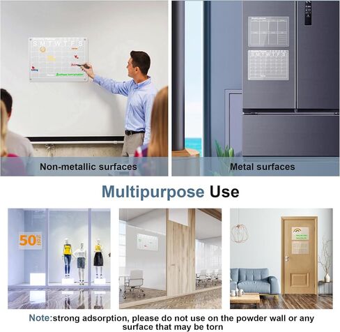 Magnetic Acrylic Calendar for Fridge Dry Erase Board Clear Acrylic Wall Calendar 2 Pack 12"X 16" Planning Boards Clear Fridge Calendar Dry Erase Includes 6 Magnetic Markers, Monthly and Weekly in Saudi Arabia