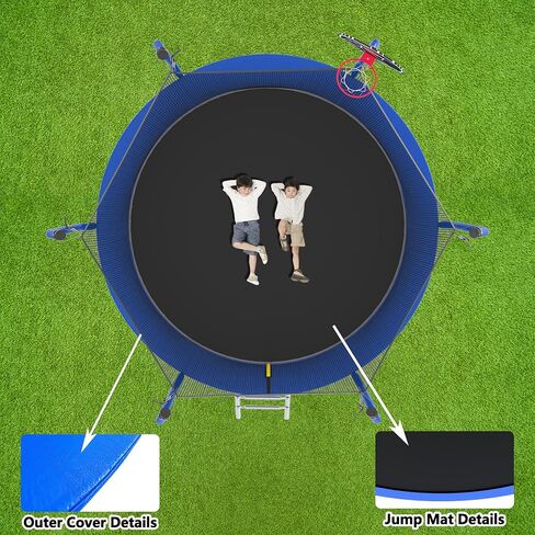 Livavege 10FT Trampoline for Kids and Adults with Safety Enclosure Net & Ladder, Basketball Hoop, ASTM Approved Reinforced Type Trampoline Outdoor with Jumping Mat and Spring Cover Padding, 240LBS in Kuwait