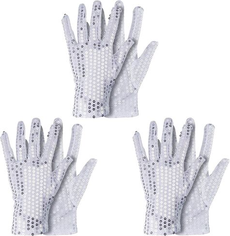 3Pairs تألق الترتر قفاز بريق الفضة قفاز الترتر الرقص قفاز للحزب التزلج على الجليد ملابس رقص فستان in Kuwait