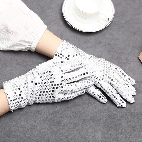 3Pairs تألق الترتر قفاز بريق الفضة قفاز الترتر الرقص قفاز للحزب التزلج على الجليد ملابس رقص فستان in Kuwait