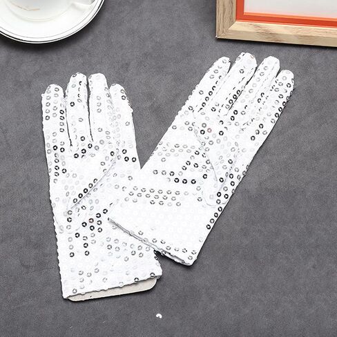 3Pairs تألق الترتر قفاز بريق الفضة قفاز الترتر الرقص قفاز للحزب التزلج على الجليد ملابس رقص فستان in Kuwait