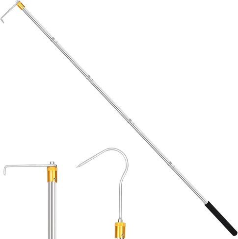 74 inch Adjustable Pole Hook Truck Cargo clamp, Truck Cargo Recovery Device, Long Pole clamp Lathe Hook with Hook, Truck Base Front Telescopic Tool (with Two Hook Heads) in Kuwait