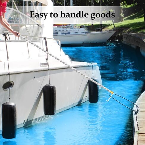 74 inch Adjustable Pole Hook Truck Cargo clamp, Truck Cargo Recovery Device, Long Pole clamp Lathe Hook with Hook, Truck Base Front Telescopic Tool (with Two Hook Heads) in Kuwait