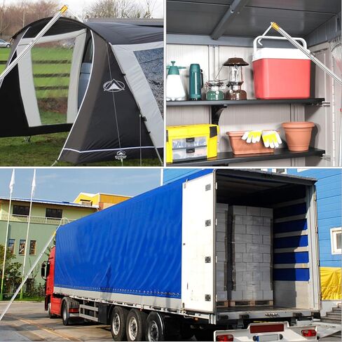 74 inch Adjustable Pole Hook Truck Cargo clamp, Truck Cargo Recovery Device, Long Pole clamp Lathe Hook with Hook, Truck Base Front Telescopic Tool (with Two Hook Heads) in Kuwait